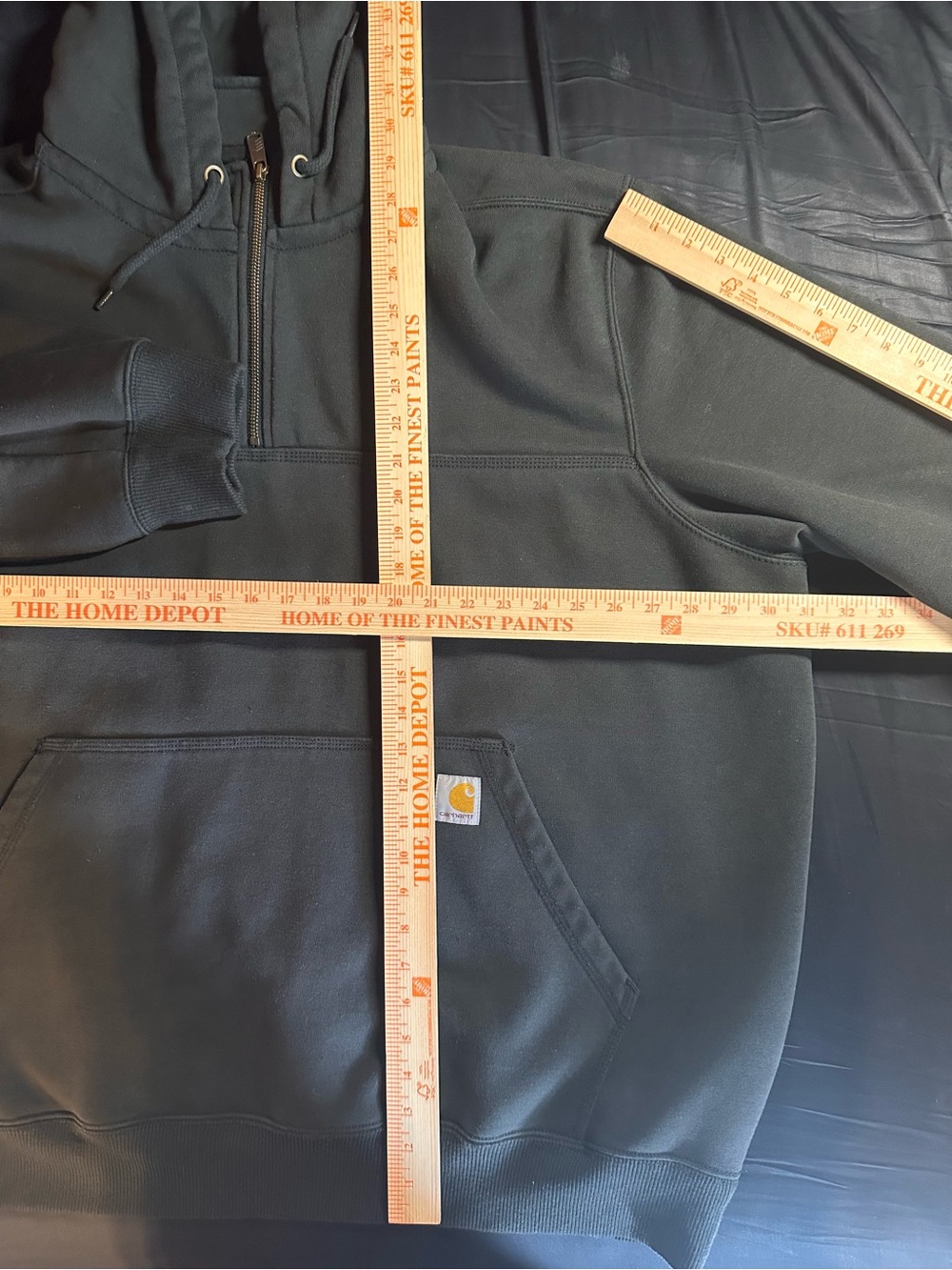 Carhartt Rain Defender 1/4 Zip Hoodie Black 3XL Loose Fit Heavyweight Pullover - Picture 3 of 10